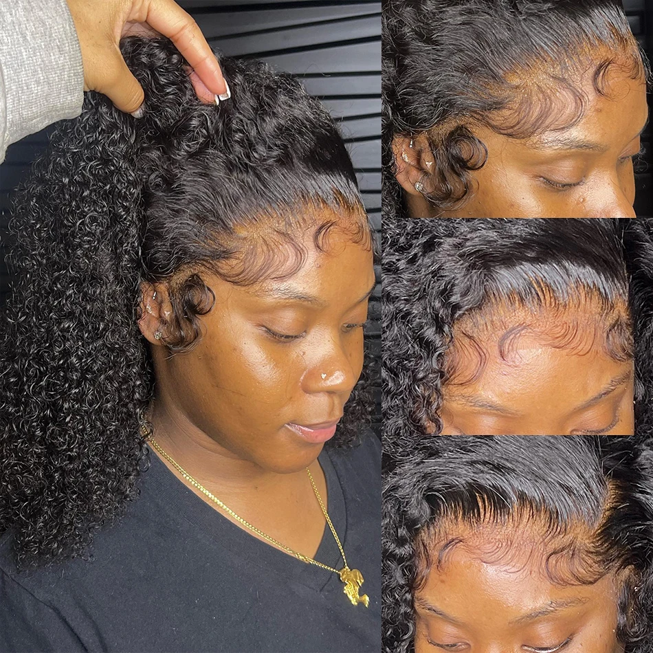 Short Bob Wigs Kinky Curly Lace Front Human Hair Wigs Cheap Black Lace Deep Wave Curly Lace Frontal Wig For Women Wholesale image 2