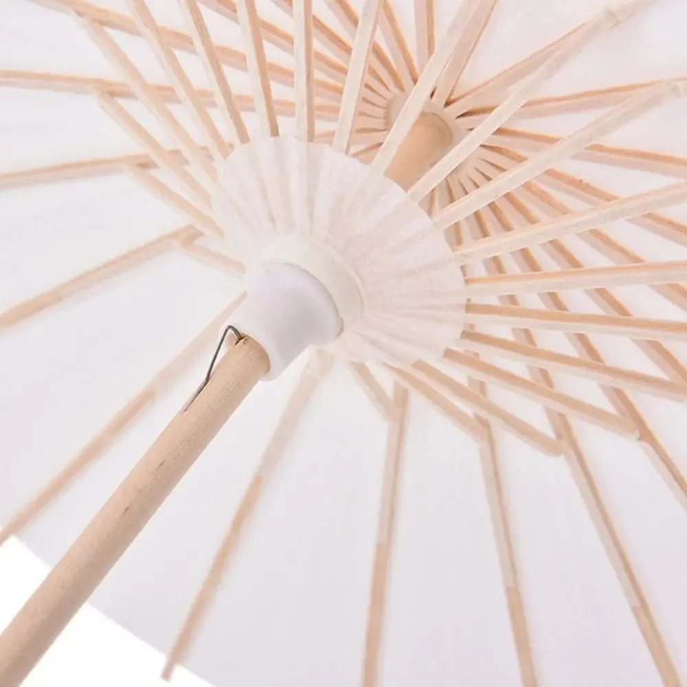 1Pcs Dia 20/30/40/60cm Paper Umbrella Long-handle Traditional White Painting Supplies Blank DIY Handmade Photography Prop