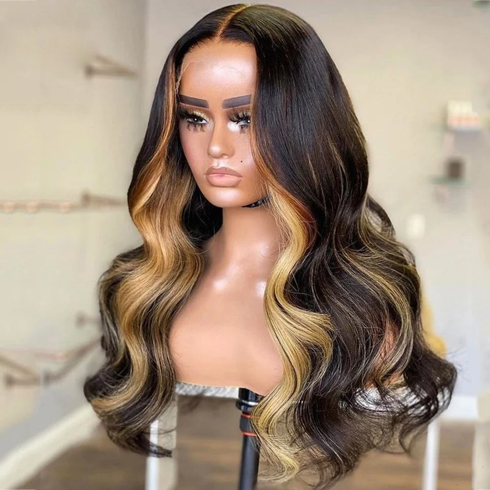 180Density 26inch Soft HighlightBlond Body Wave 5x5 Silk Base Preplucked Glueless Jewish Human BabyHair HDLace Wig European Hair