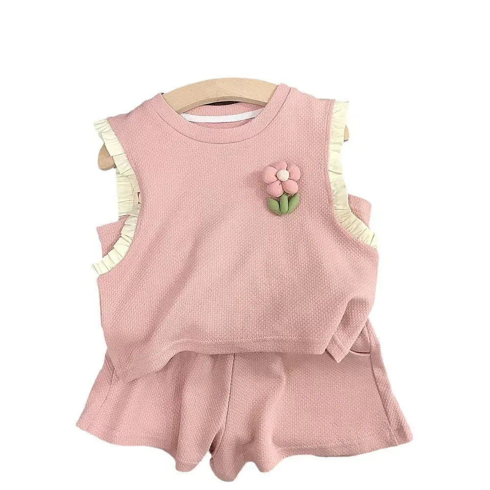 

Women's clothing fashionable set, Western style summer outfit, summer new item, thin sleeveless shorts, worn for babies and chil