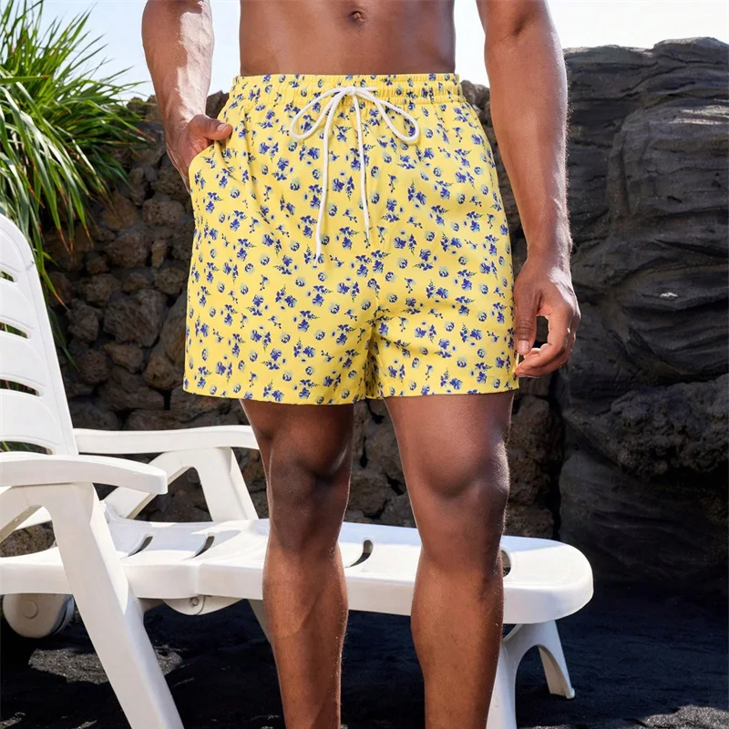 Retro Ethnic Polka Dot Design Beach Shorts Men's Clothes 3D Print Flowers Holiday Casual Loose Board Short Summer Swim Trunks