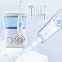 Electric Water Flosser Oral Irrigator 600ML Dental Cleaner Adjustable Pressure with 8 Replacement Jet Tips for Family Tooth Care