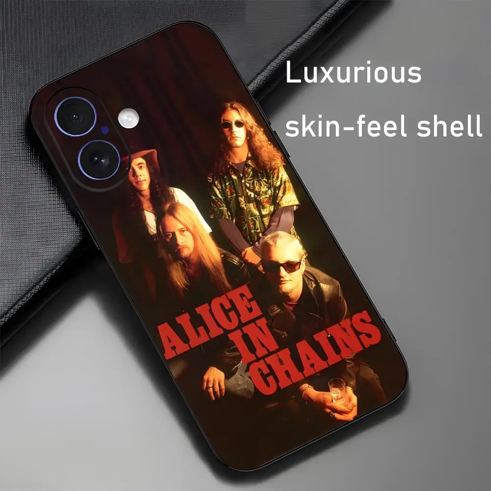 Album Alice In Chains Band Phone Case For iPhone 17 16 15 14 13 12 11 X XR XS 8 Plus Mini Pro Max Soft black Shockproof Cover