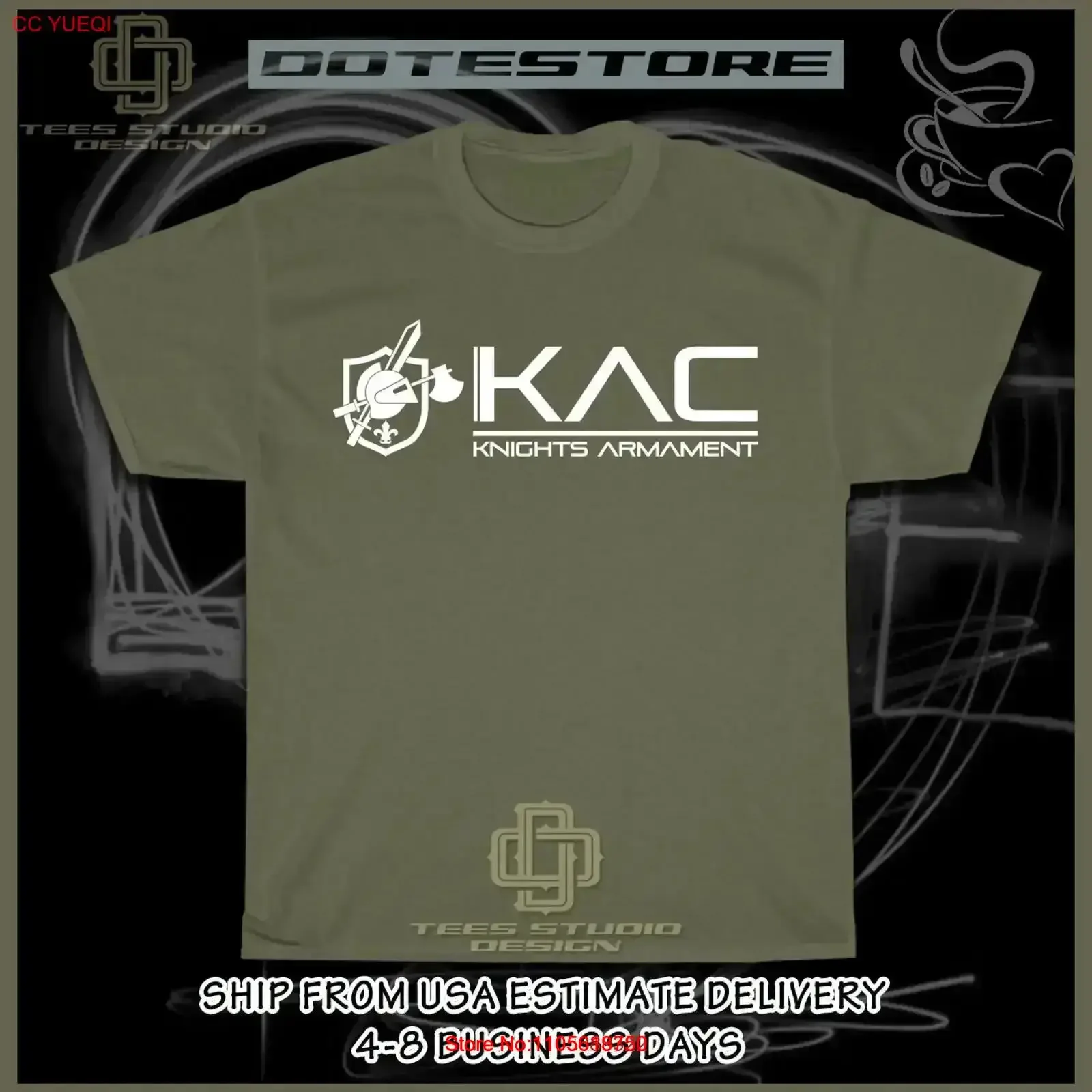 New T Shirt KAC Knight's Armament Logo Men's American Dotees vintage Washed Comfortable Stylish Versatile graphic Slightly