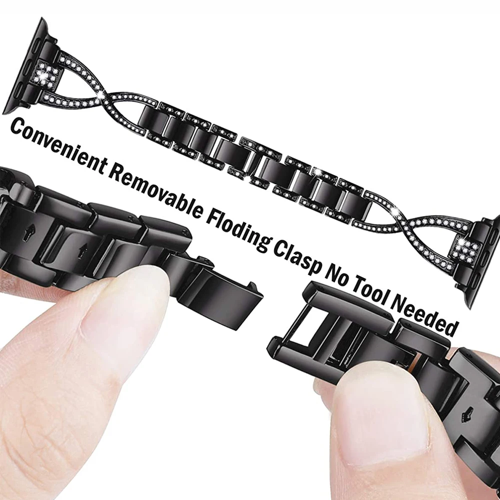 Metal Diamond Strap+Case for Apple Watch 8 7 45mm 41mm Stainless Steel Bracelet Wristband for iWatch 6543SE 44mm 42mm 40mm Cover