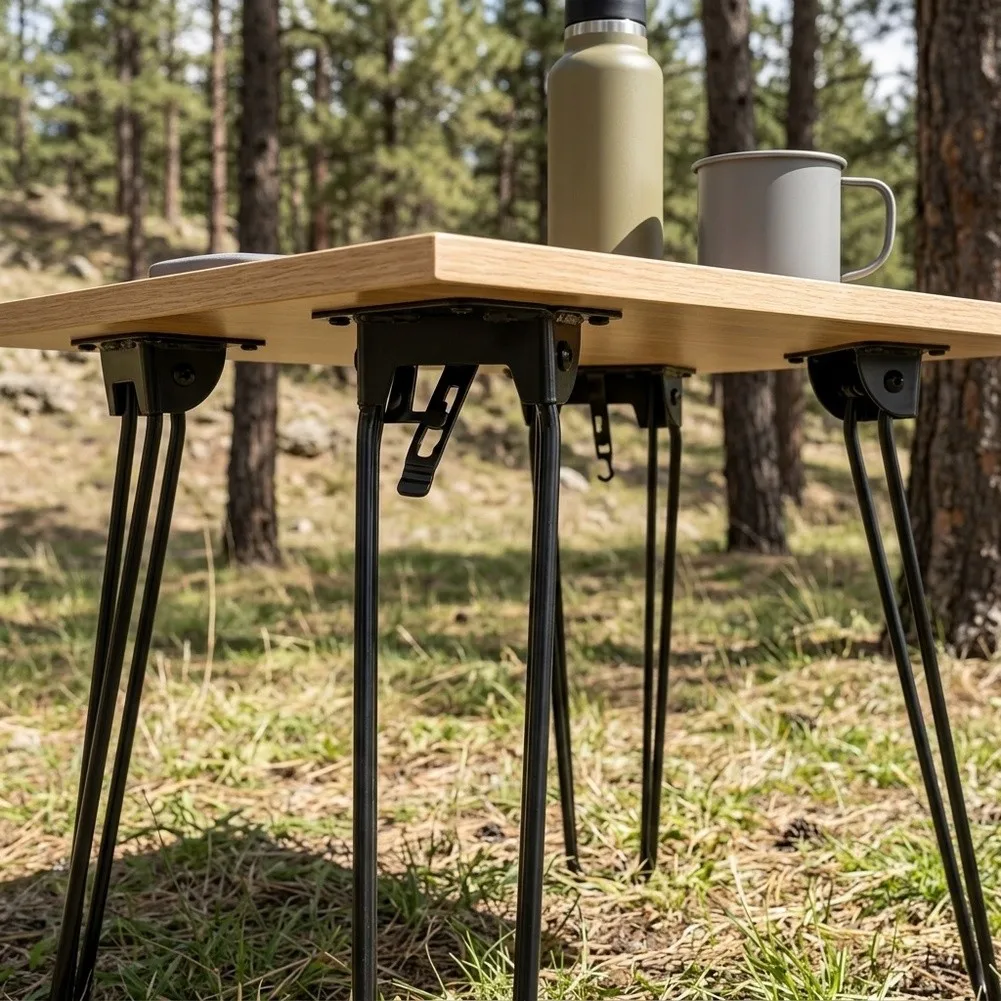 For Camping Foldable Table Legs Camping Table Frame Treated Construction Compact Storage Design For  For Camping