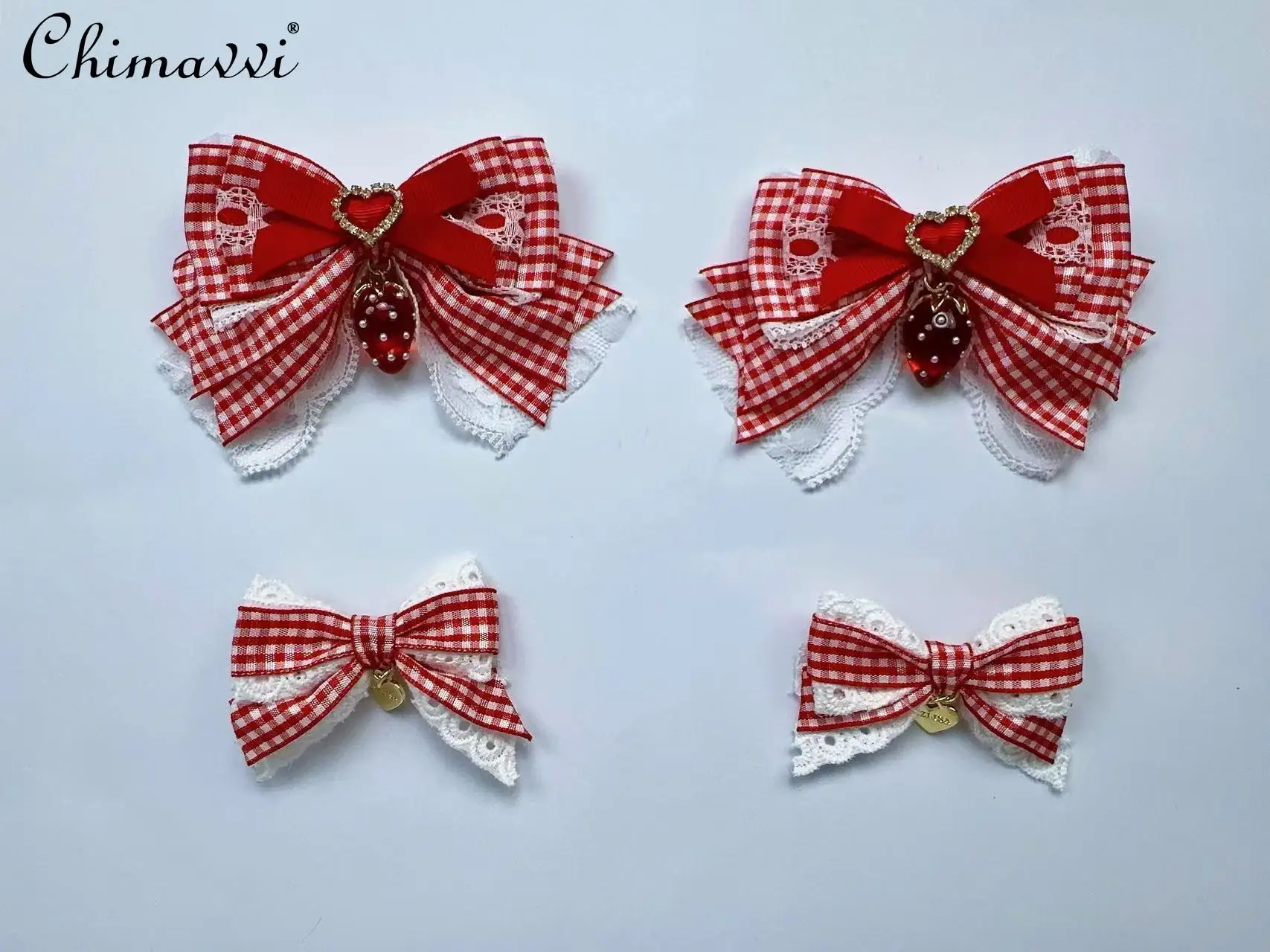 Liz ญี่ปุ่นหวานสตรอเบอร์รี่ลายสก๊อต Lolita อุปกรณ์เสริมผม 2025 ใหม่สาวน่ารักผู้หญิงอเนกประสงค์หมวก