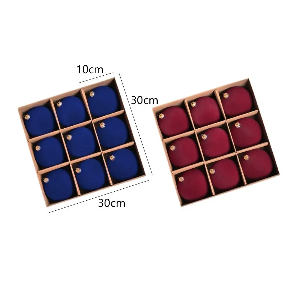 Boule de noël en velours de 10cm, pendentif floqué, boules suspendues de noël réutilisables, incassables, ornements d'arbre de noël, cadeaux de fête