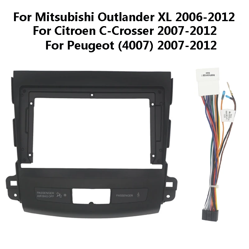 9 Inch Car Radio Fascia for Mitsubishi Outlander XL/Citroen C-Crosser/Peugeot 4007 Auto Stereo Dashboard Panel Bezel Faceplate