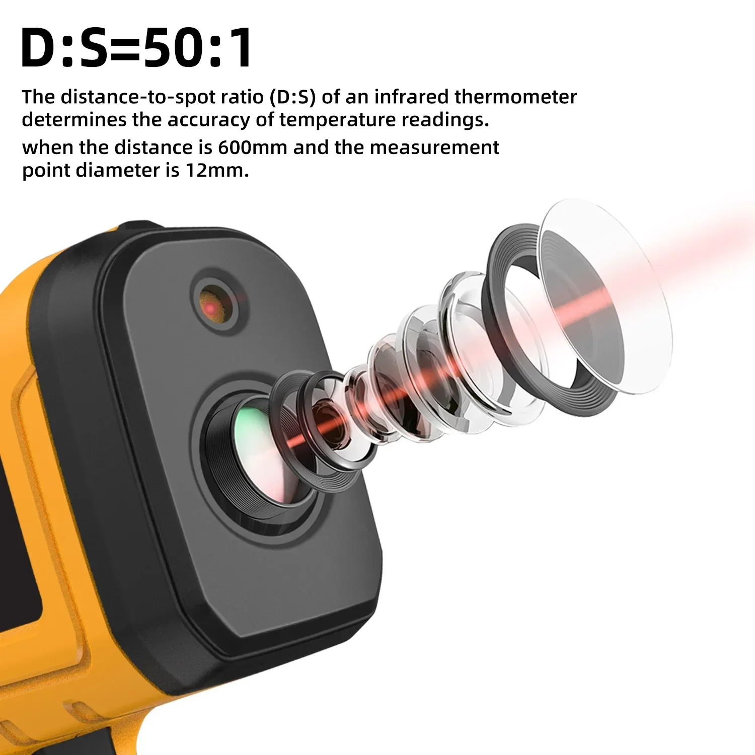 

1pcs H3 high-temperature infrared thermometer -50 ° C to 1400 ° C 50:1 thermometer non-contact thermometer