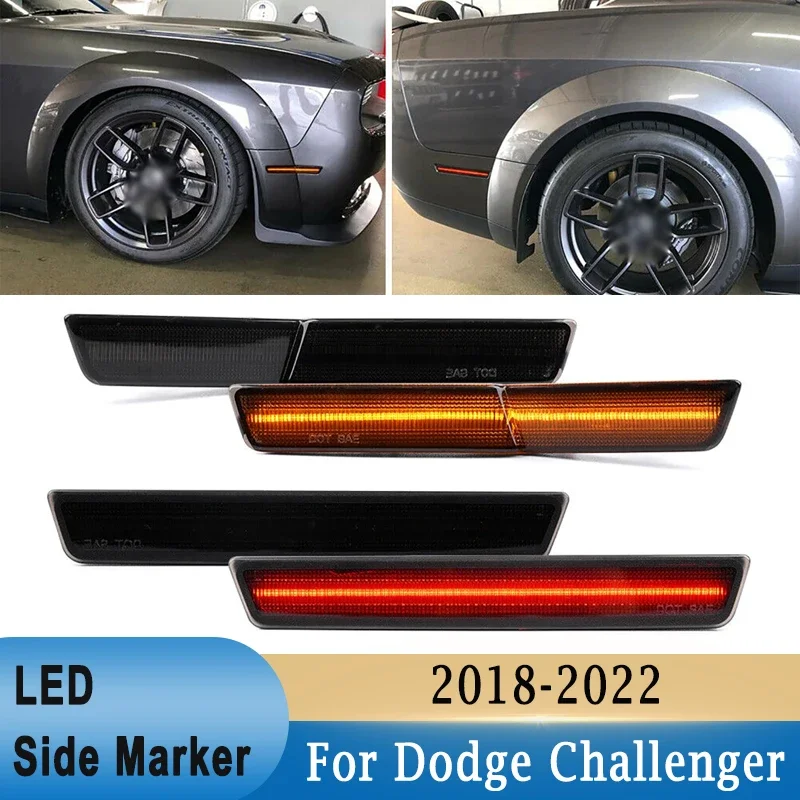 For Dodge Challenger Scat Pack SRT Hellcat LED Side Marker Lights Front Rear Wheel Fender Lamp 55155628AC Front Amber Rear Red