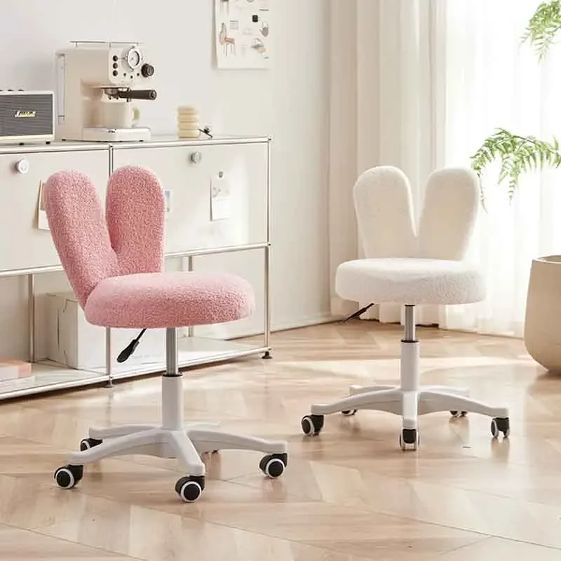 Nordic Furniture Lamb Velvet Living Room Chairs Bedroom Makeup Stool Rotating Pulley Stool Leisure Seat Elevating