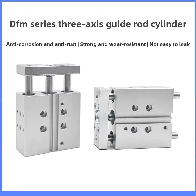 Compact guide cylinder Thin Three axis air pneumatic DFM-12-50-P-A-GF cylinder with guide rod DFM- bore 12 16mm stroke 10-100mm