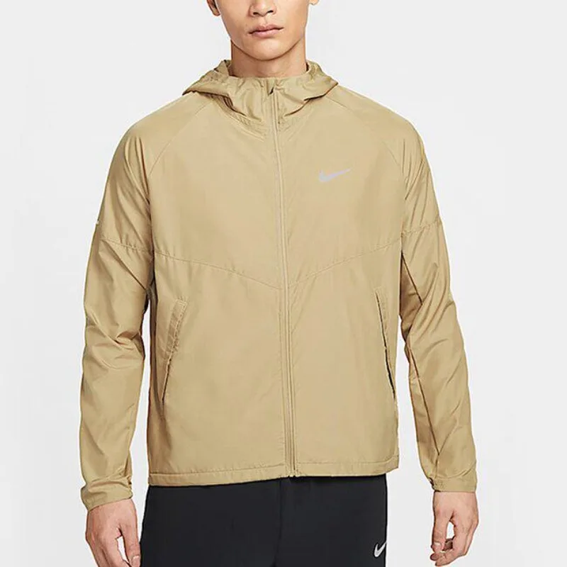 Nike Woven Hooded Zip Windbreaker Spring Autumn Light Windproof Outdoor Training Outer CoatDD4747-297 1PCS
