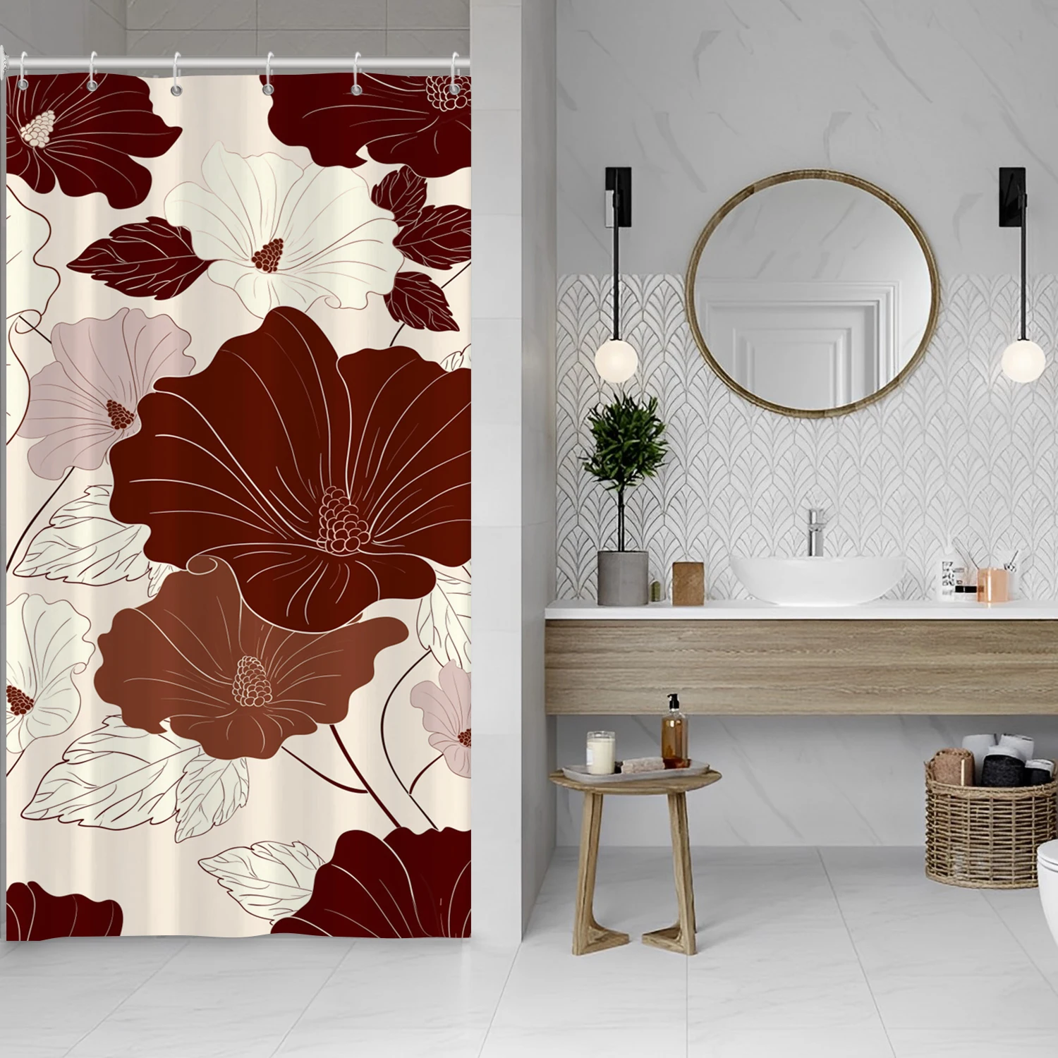 Shower Curtains For Small Bathrooms Natural Graffiti Irregular Pattern Bathroom Partitions Custom Size 3D Printed Shower Curtain