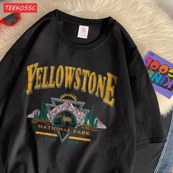 Casual Cotton Womens T-Shirts Yellow Stone National Park Printed Short Sleeve O-Neck Breathable Oversize Fashion Female Clothes