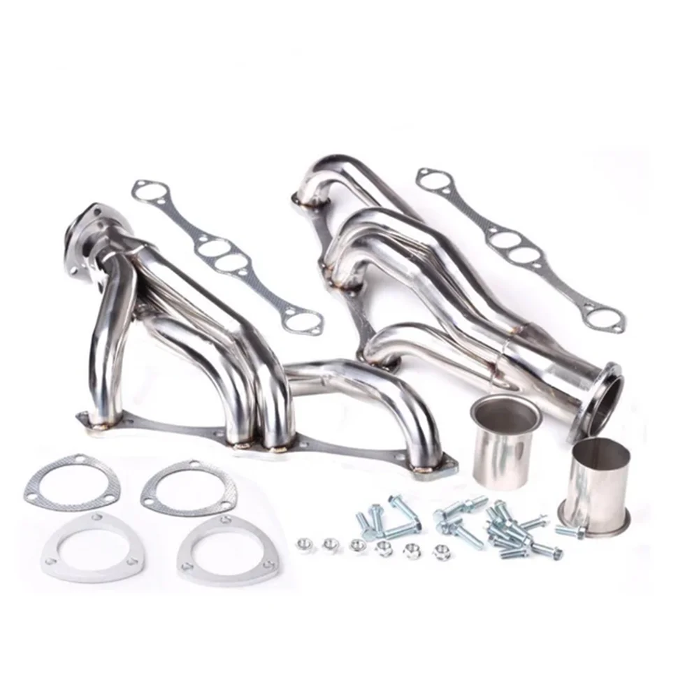

Exhaust Manifold & Gasket Kit Tube Stainless Exhaust Header for Chevy Small Block SB V8 262 265 283 305 327 350 400