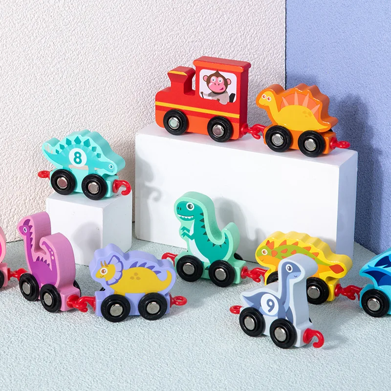 Tren de dinosaurios para niños, juguetes de clasificación de Color, rompecabezas de iluminación cognitiva Digital, coche de bloques de educación temprana