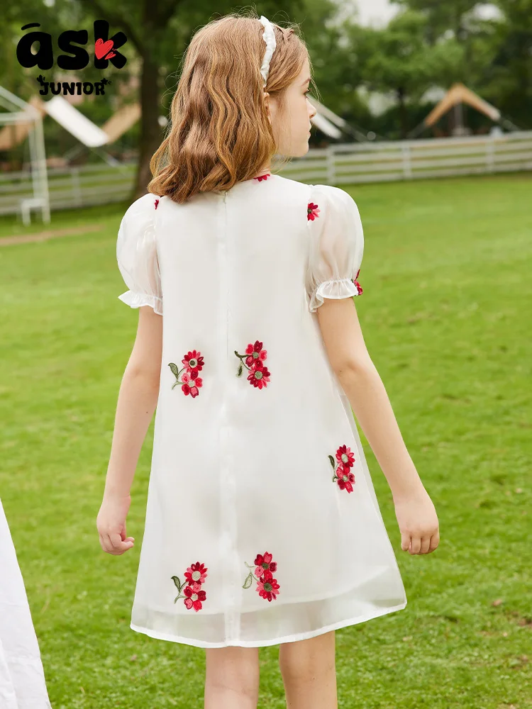 فستان Tween Girls Summer Sweet Princess Style رفيع بأكمام قصيرة #2