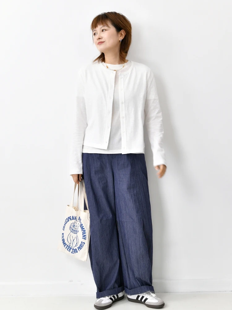 

Seawhen Textured Denim Fabric Elastic Waist Knife-ape Pants Women's Lazy Casual Sle Scythe Pants Cotton Loose Fit Lantern...