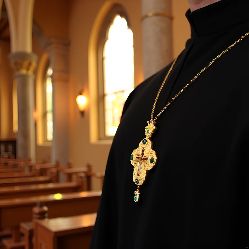 

HTISOK Orthodox Cross Pendant, Zinc Alloy Gold Plated Jesus Pendant, Priest's Chest Cross, подвеска крест