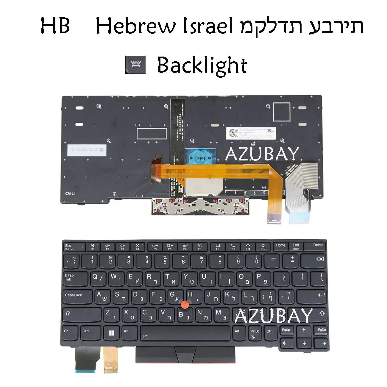 Backlit Laptop Keyboard For Lenovo Thinkpad X13 Gen 1 20T2 20T3 20UF 20UG, L13 Gen 2 20VH 20VJ 21AB 21AC, X280 20KF 20KE  Hebrew