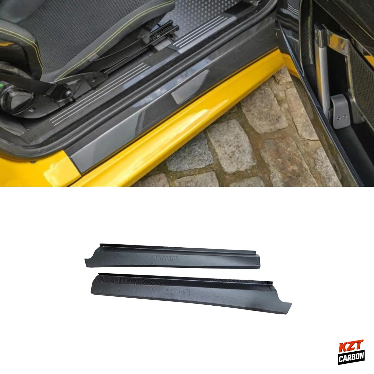 For Ferrari F430 F360 1K Plain Matte Carbon Door Sill Panel Plate W/letters