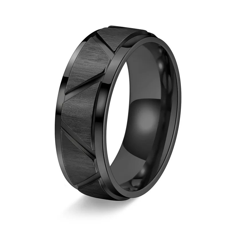 عارضة التيتانيوم الصلب 8mm دفعة زهرة الرمال الأفقية الدائري المألوف الرجال السود عارضة نمط حلقة الملحقات