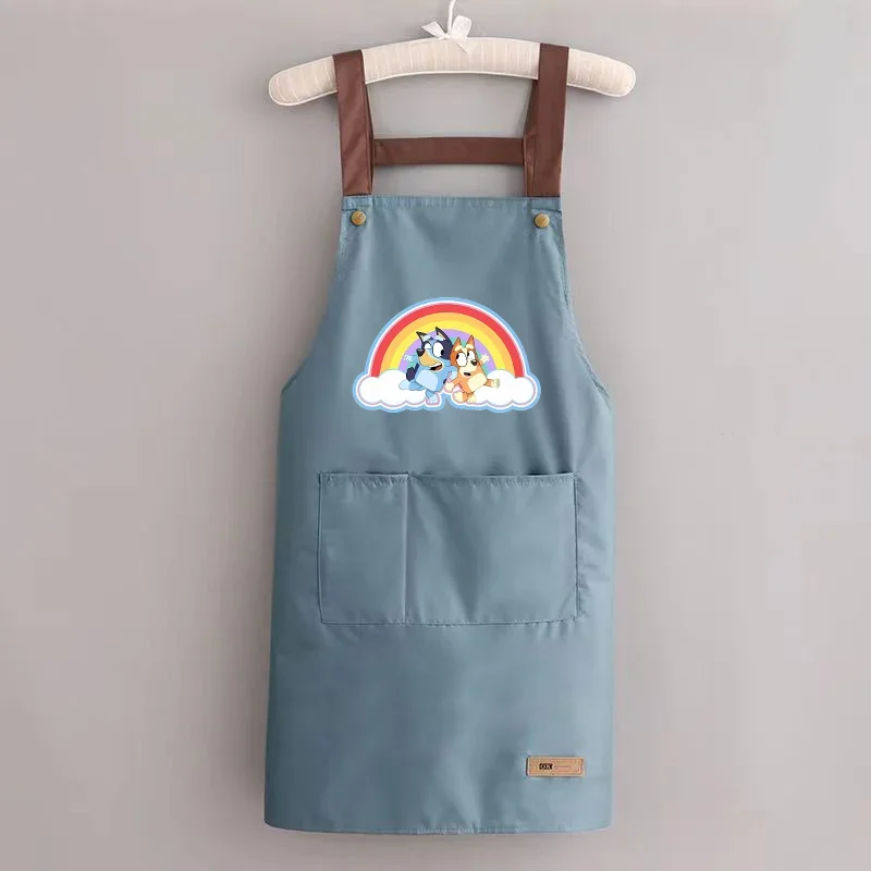 Bluey Apron Adult Home Cook Pinafore Women Cartoon Baking Restaurant Waterproof Oil Resistant Aprons Sleeveless Birthday Gift