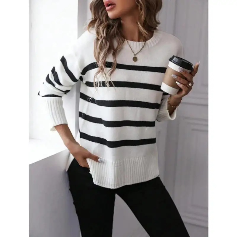 

Осенне-зимний трикотаж, круглый вязаный свитер в полоску, длинный све, верхний воротник, Ciwalk, внутренняя одежда, не тонущий
