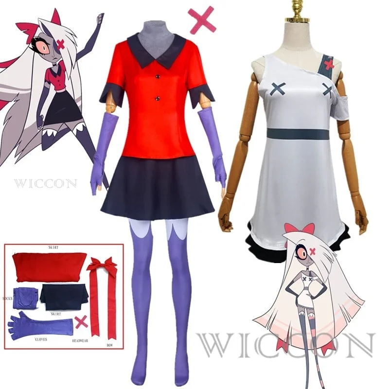 Anime Hazbin Vaggie Cosplay Costume para Homens e Mulheres, Uniforme Quente, Adulto, Festa, Diabo, Rádio, Demônio, Carnaval, Halloween, Conjunto completo