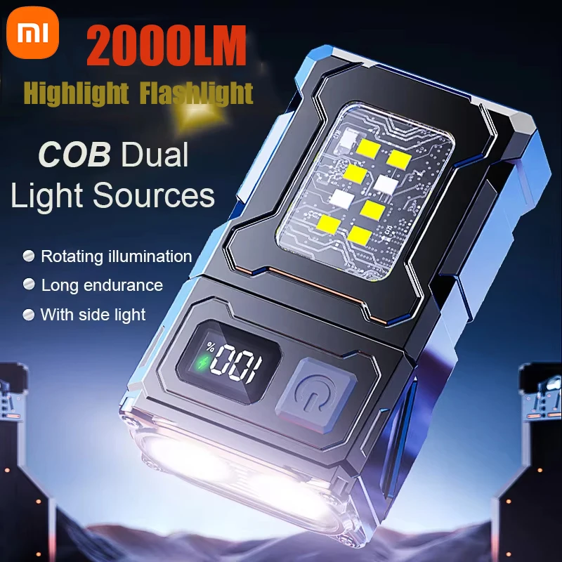 Xiaomi Multifunctional COB Flashlight Ajustable Angle LED Outdoor Torch Portable Keychain Light Magnetic Camping Warning Lamp