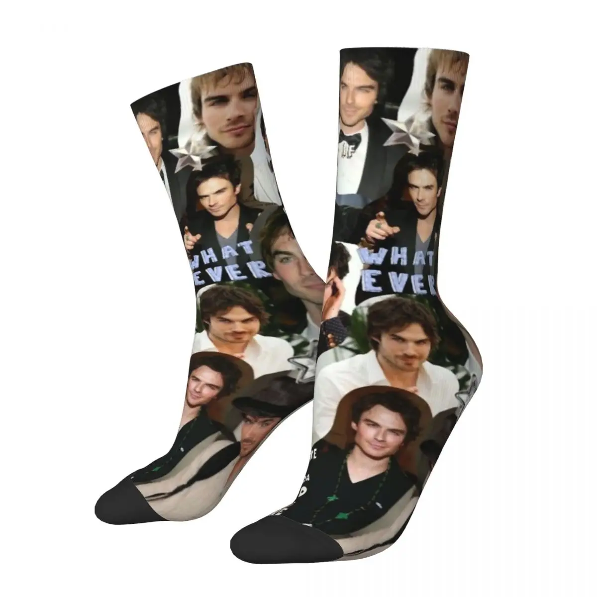 New Men's Socks Damon Salvatore Collage Merch Comfortable Vampire Diaries Horror Movies Skateboard Socks All Season