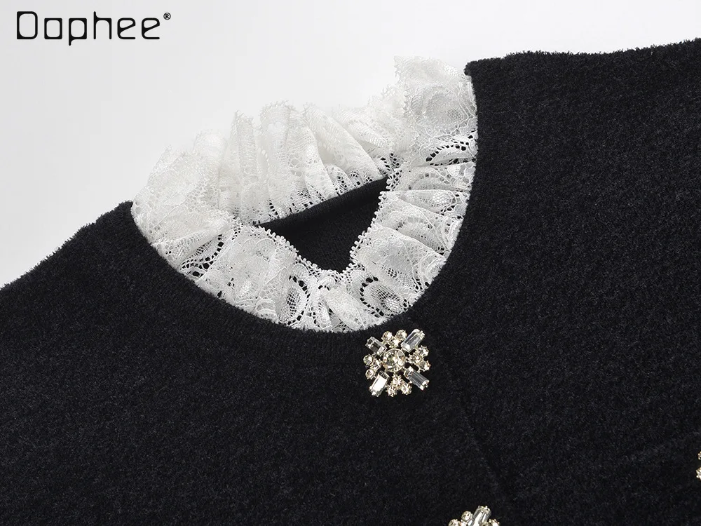 Sukienki wieczorowe w stylu francuskim, eleganckie, w stylu socjality, z tweedu, z koronkowymi wstawkami, modne, eleganckie, dopasowane, w kształcie litery A, kolekcja Jesień-Zima 2025.