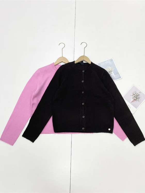 

Soft Cozy round Ne Knitted Sweater Cardigan Women's Versatile Sle Spring New Arrival Gentle Aged-Defng Comfortable Fit