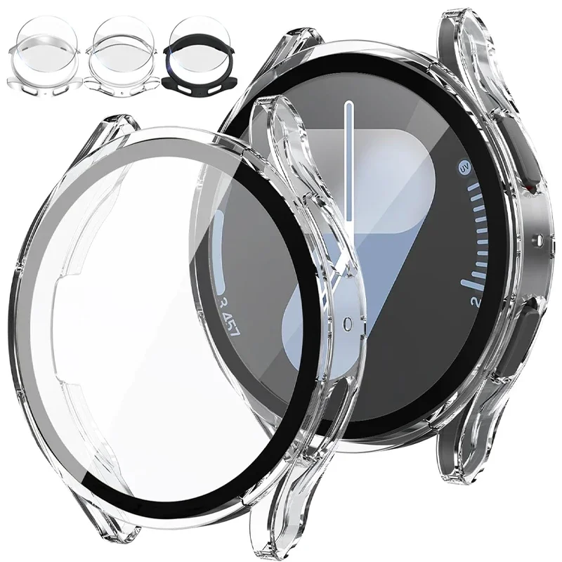 2 in 1 Case for Samsung Galaxy Watch 7 40mm 44mm Anti-fall Bumper with Tempered Glass Screen Protector Cover Full Protection