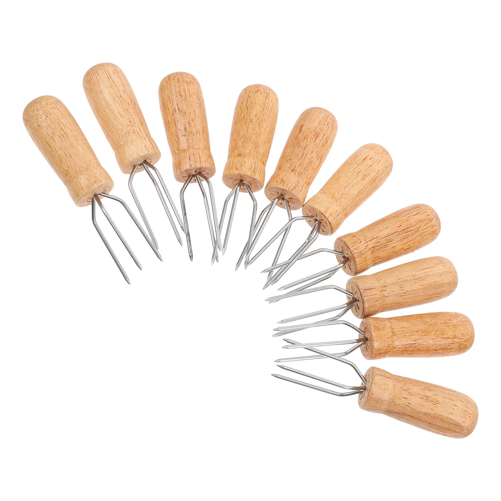 

10Pcs Bbq Corn Forks Stainless Steel Three Prong Corn Skewers Set Reusable Safe Grilling Fruit Vegetable Holders for Picnic