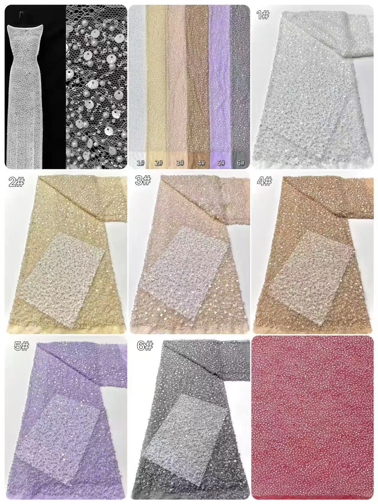 5Y الفاخرة الفرنسية الترتر أقمشة الدانتيل 2026 جودة عالية النيجيري الأفريقي مطرز أقمشة الدانتيل المرأة فساتين حفلات الزفاف CC1828 #4