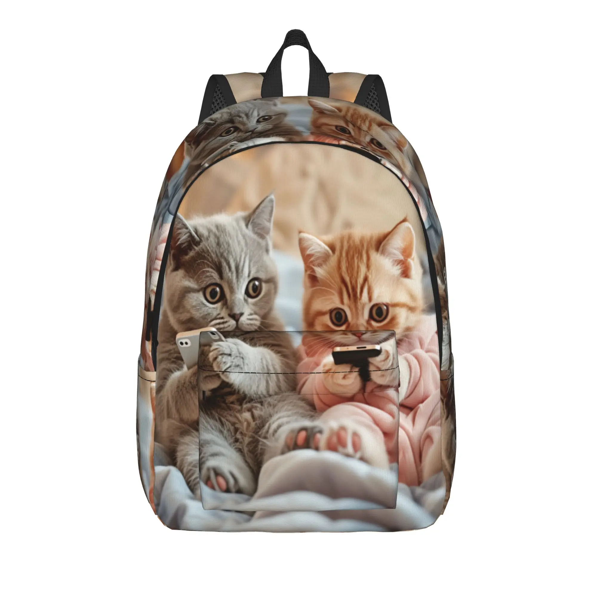Christmas Kittens Backpack Boy Girl Polyester Camping Backpacks Soft Cool High School Bags Rucksack