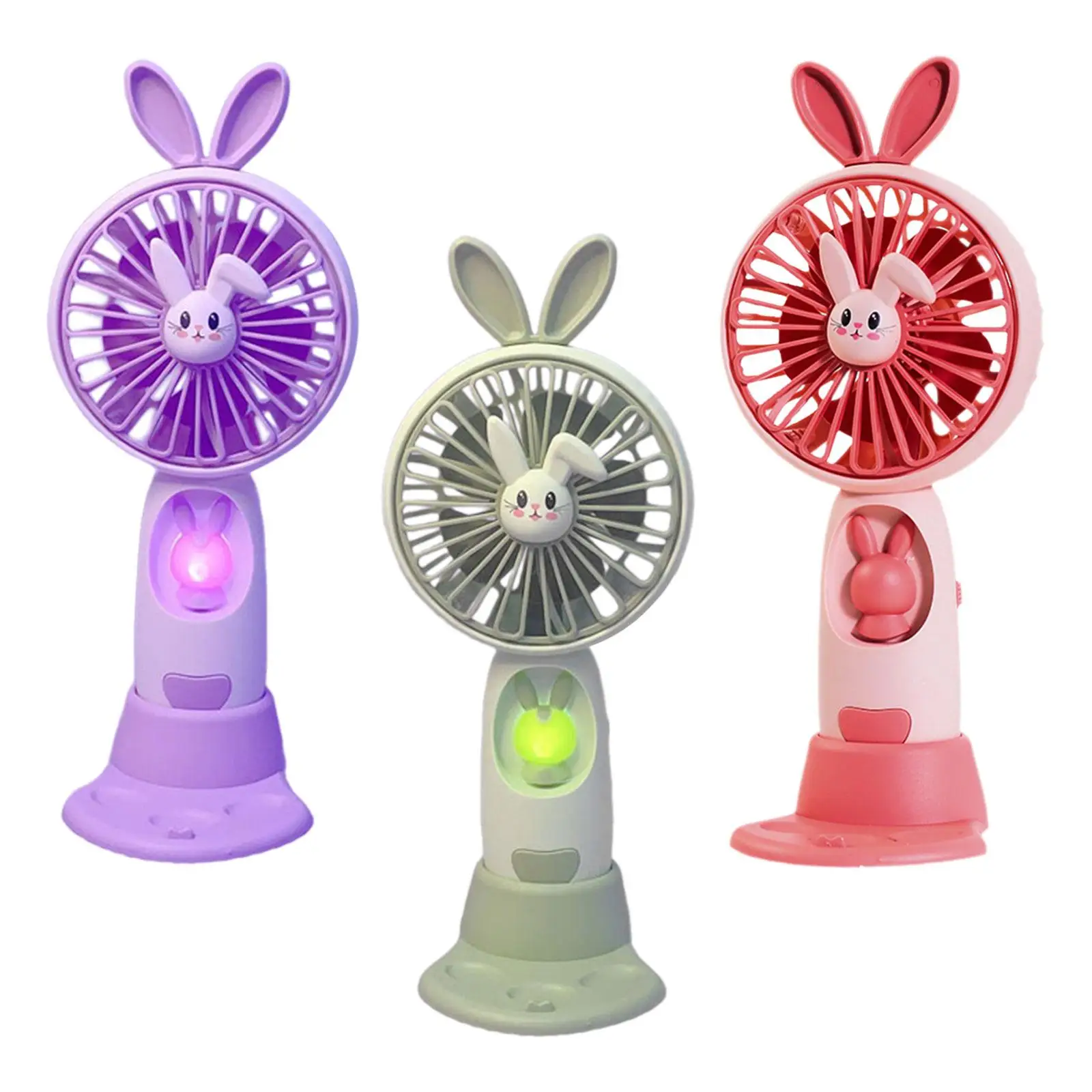 Mini Portable Fan Compact USB Rechargeable Phone Holder Cute Bunny Handheld Fan Desktop Fan for Travel Desk Camping Party Office