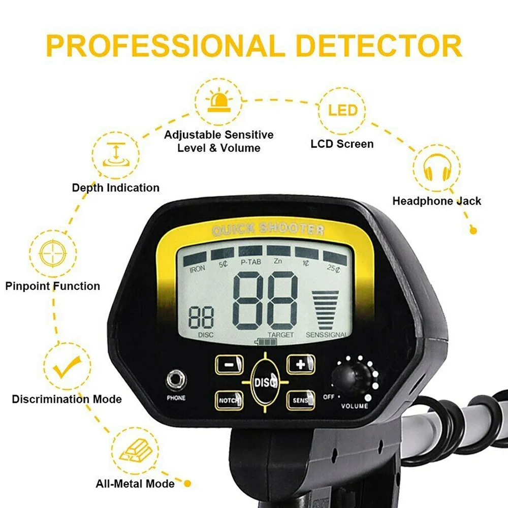 Imagem -02 - Detector de Metais Subterrâneo Alta Sensibilidade Escavador do Ouro Caçador Portátil do Tesouro Adjustabl Md4060