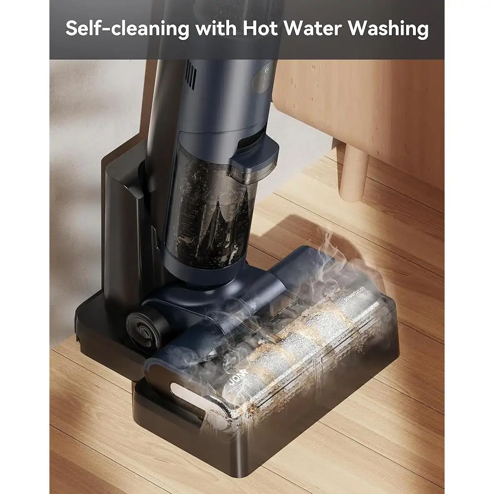 Беспроводной пылесос для влажной и сухой уборки, швабра, самоочищающаяся, сушка горячим воздухом, очистка от краев к краям, светодиодный дисплей, базовая станция 3-в-1