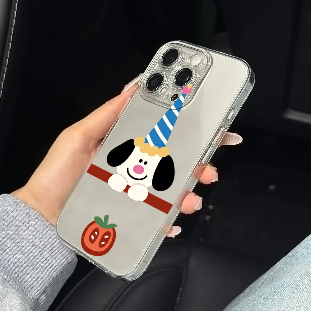 Party hat puppy Silicone Phone Case for iPhone 17 16 15 14 13 12 11 Pro Xs Max Air Mini 7 8 6 6s Plus SE 2020 2022 Cover
