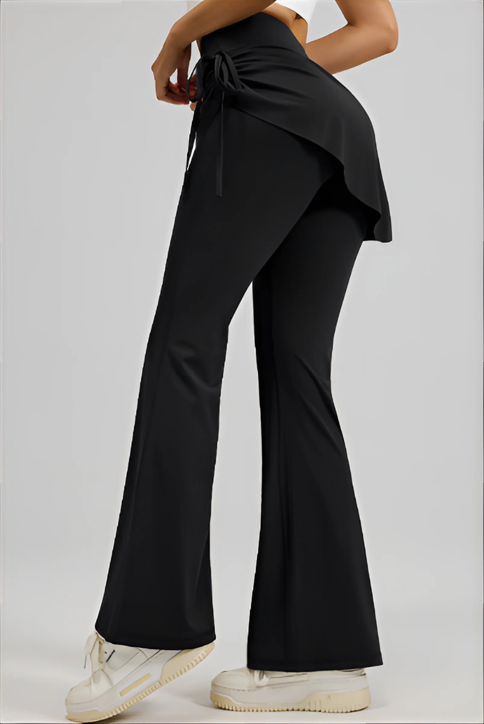 Pantaloni bootcut da ufficio donna palazzo asteca discoteca plaid solido fantasia floccaggio catena a rete anti sporco lavato bodybuilding termico GF