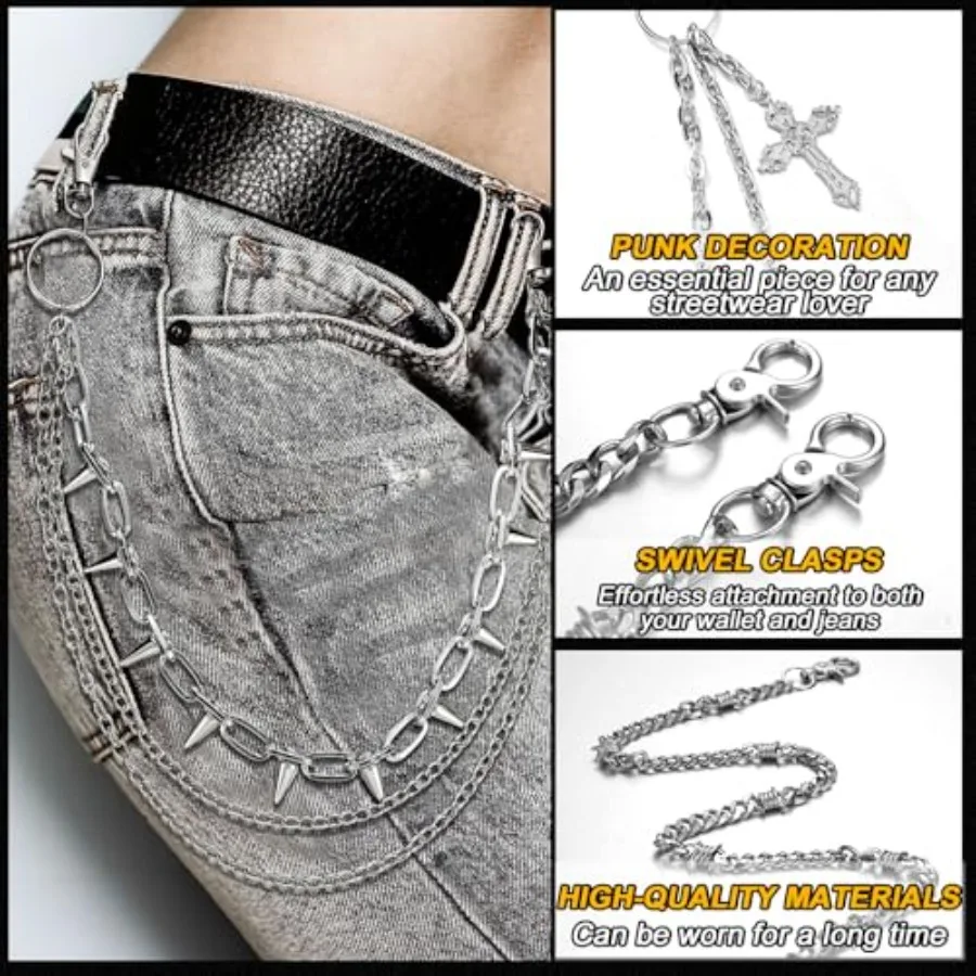 4 Pcs Punk Layered Pants Chain - Body Jewelry Goth ulasan dan harga