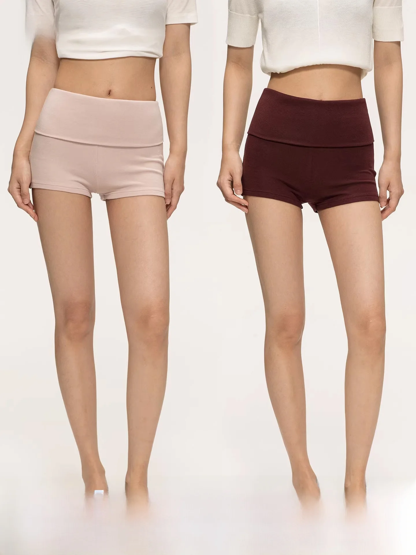 

Anna Aneae Retro Knitted High Waist Women's Shorts Summer Casual Tight Fit Bottoming Pants Seamless Anti-Light Walking Shorts