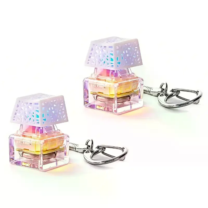 Creative Stress Relief Toy Colorful Glowing Push Button Sensory Toys Keychain LED Light Up Keyboard Toy For Adult Kids Gift