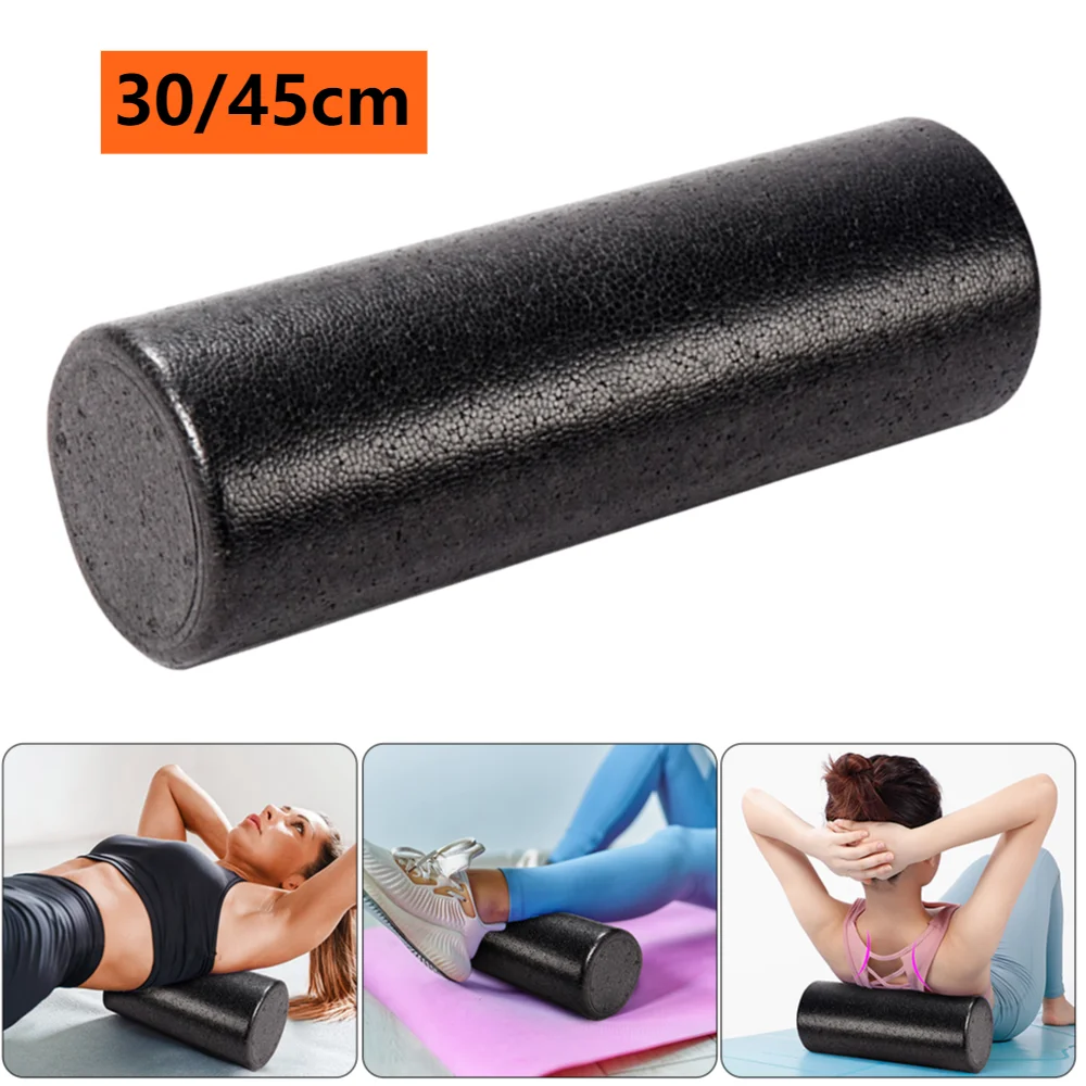 Schaums chaft epp solide Yoga Pole Fitness Muskel entspannung Roller Massage Stick glänzend schwarz Roller Yoga Block 30/45cm