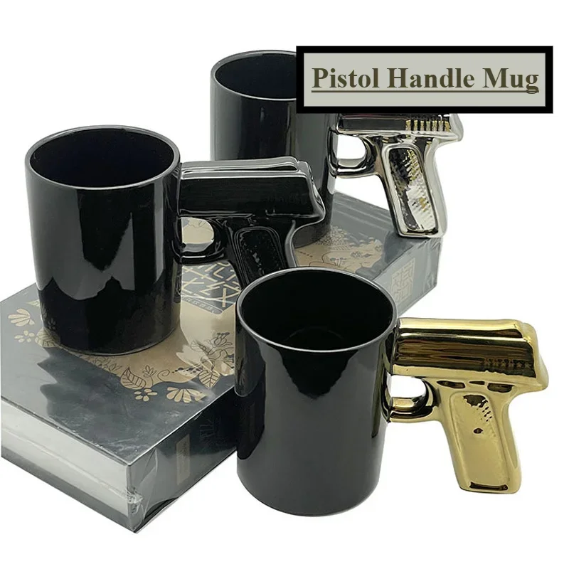 320ml Creative Mug Desert Eagle Cup Handle Coffee Mug 3D Thin Shell Embossed Handle Pistol Mugs Coffee Cups Novelty Funny Gifts