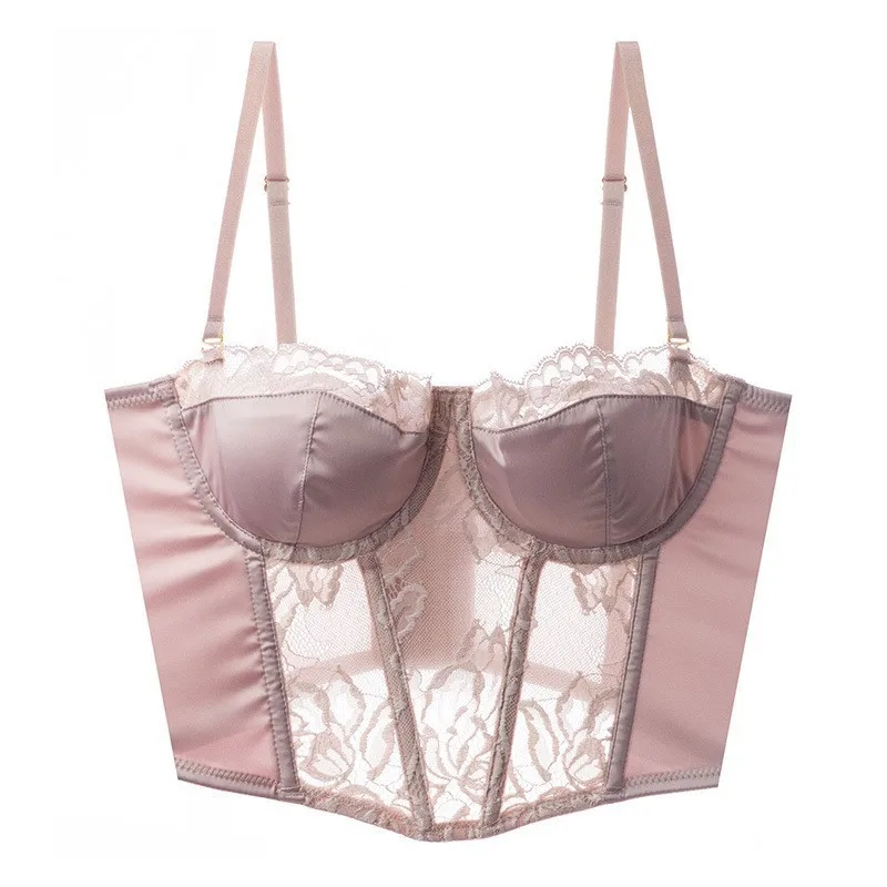 

Сексуальный кружевной бюстгальтер во французском стиле с гладкими пятнами, женский мягкий стальной бюстгальтер с кольцом на груди, формирующий жилет, женское милое нижнее белье на каждый день